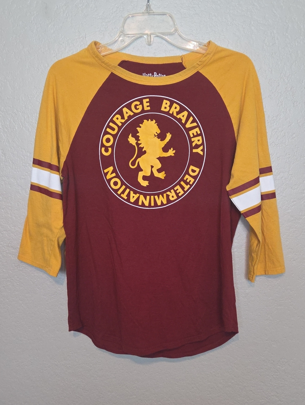 Gryffindor Courage Bravery Maroon and Mustard Raglan Tee